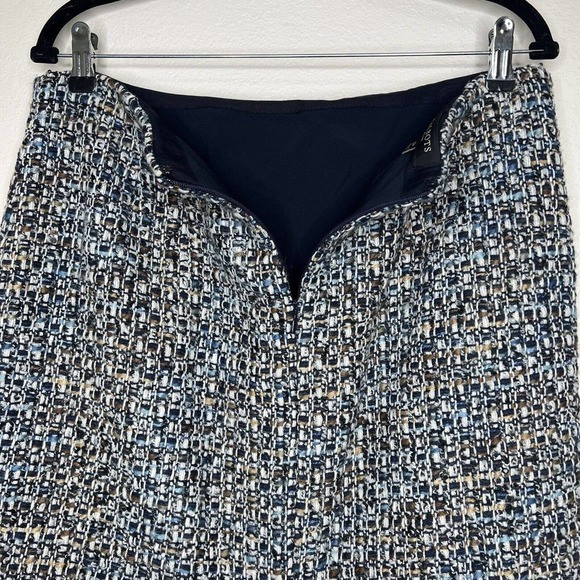 Talbots Petites Blue White Brown Tweed Wool Blend Knee Length Skirt Sz 12P - Picture 11 of 13